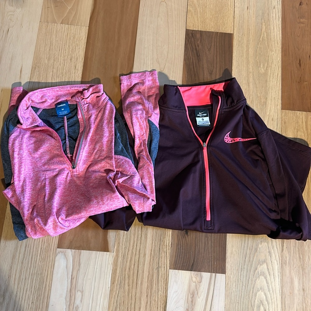 Women’s Size Medium 1/4 Pullover Lot. Nike Dri-Fit and Reebok Pro PlayDry
